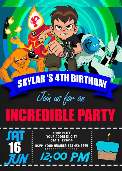ben 10 party invitations